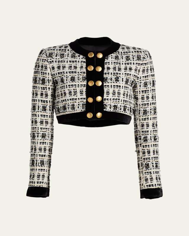 Tweed Crop Military Jacket